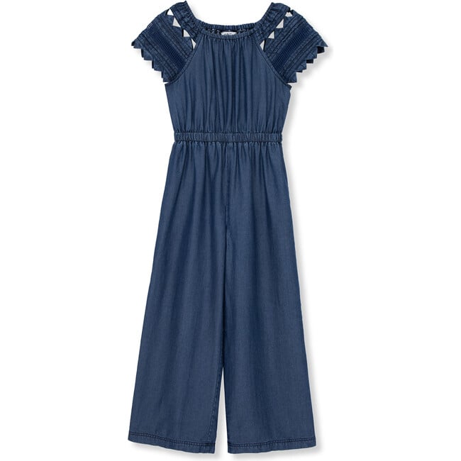 Denim Flutter Sleeve Jumpsuit, Indigo