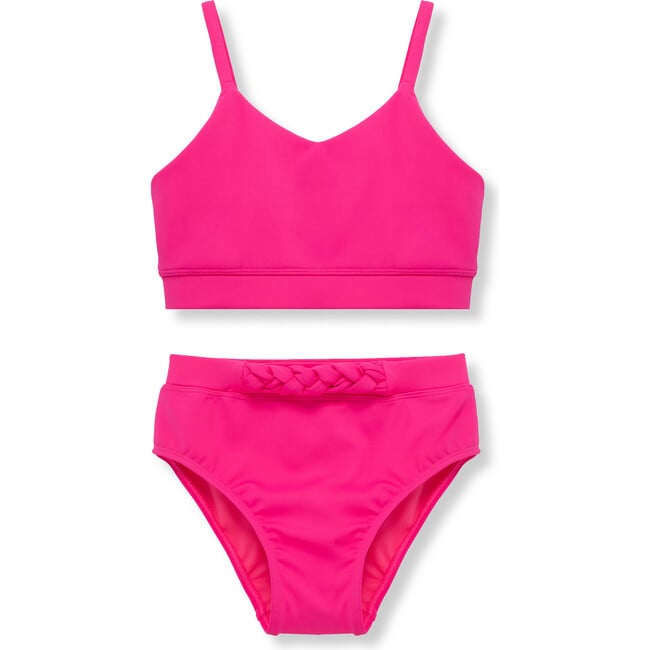 Braided Two-Piece Swimsuit, Neon Pink