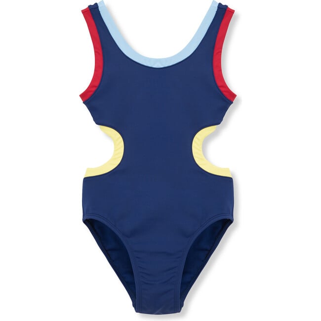 Colorblocked One-Piece Swimsuit, Blue