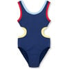 Colorblocked One-Piece Swimsuit, Blue - One Pieces - 1 - thumbnail