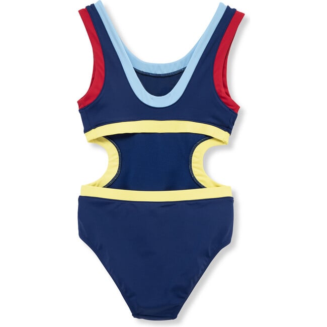 Colorblocked One-Piece Swimsuit, Blue - One Pieces - 3