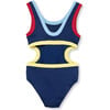 Colorblocked One-Piece Swimsuit, Blue - One Pieces - 3