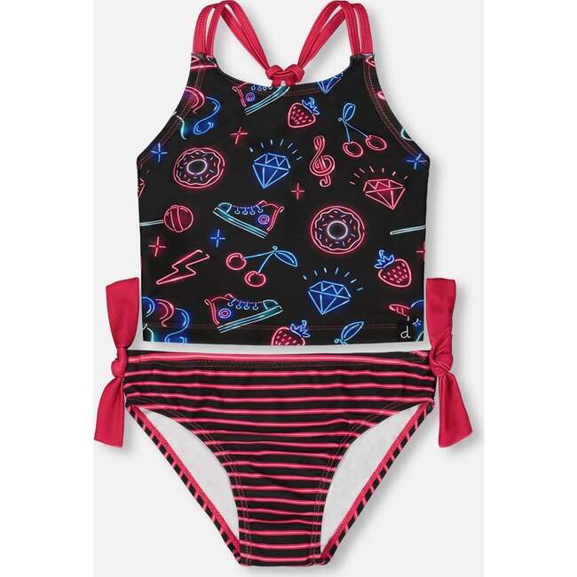 Two-Piece Swimsuit, Black And Blue And Pink Items - Two Pieces - 1