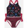 Two-Piece Swimsuit, Black And Blue And Pink Items - Two Pieces - 1 - thumbnail