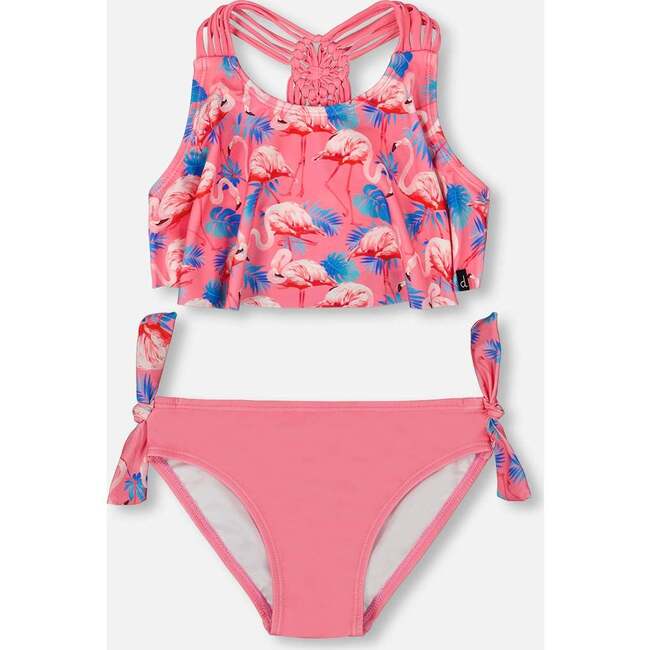 Two-Piece Swimsuit, Candy Pink And Pink Flamingo - Two Pieces - 1