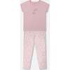 Women'S Organic Cotton Two-Piece Pajama Set, Small Pink Flowers On Pale Pink Background - Pajamas - 1 - thumbnail