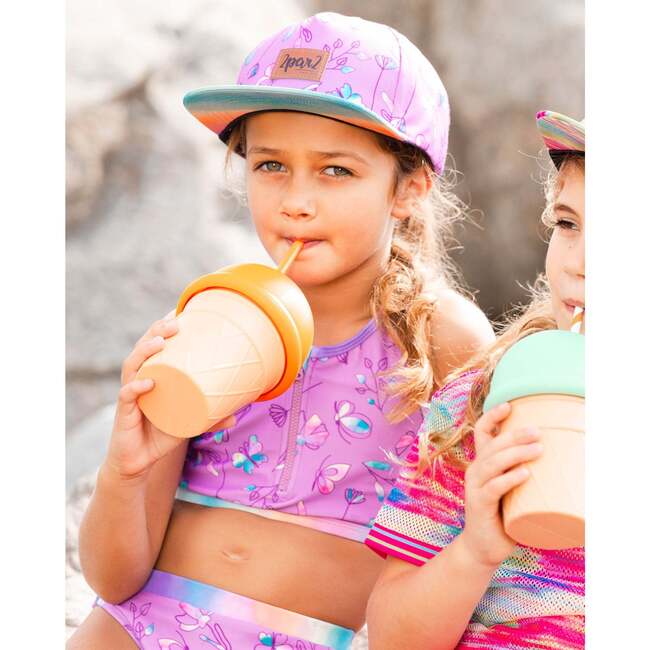 Two-Piece Swimsuit, Old Mauve And Multicolored Butterflies - Two Pieces - 2