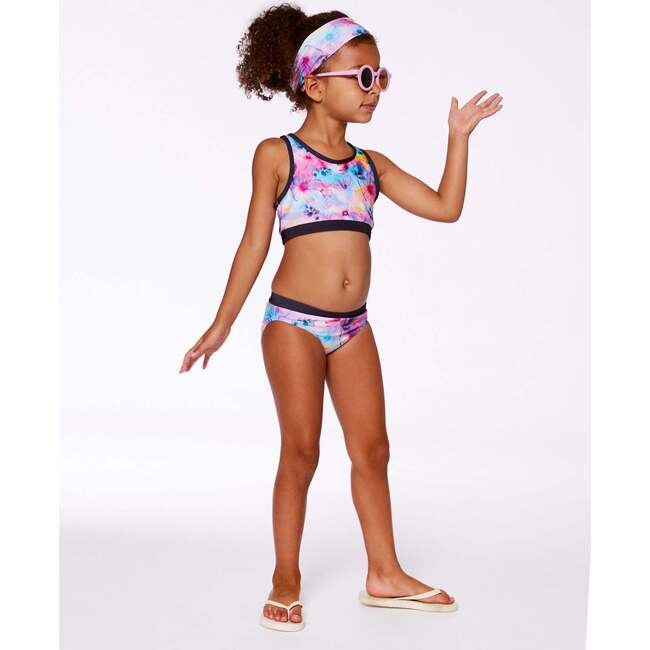 Two-Piece Racerback Swimsuit, Butterflies On Multicolored And Black Background - Two Pieces - 2
