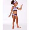 Two-Piece Racerback Swimsuit, Butterflies On Multicolored And Black Background - Two Pieces - 2