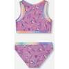 Two-Piece Swimsuit, Old Mauve And Multicolored Butterflies - Two Pieces - 4
