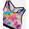 Two-Piece Racerback Swimsuit, Butterflies On Multicolored And Black Background - Two Pieces - 4