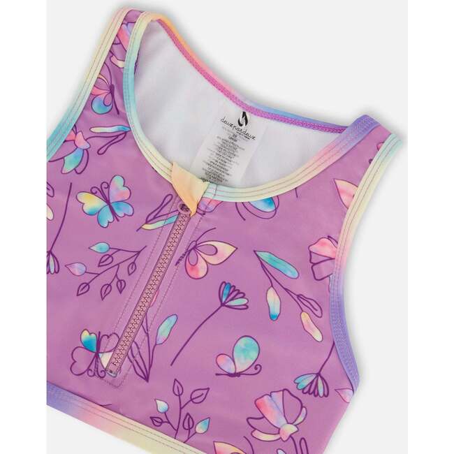 Two-Piece Swimsuit, Old Mauve And Multicolored Butterflies - Two Pieces - 5
