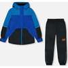 Two-Piece Mid-Season Outerwear Set, Royal Blue And Black - Raincoats - 1 - thumbnail