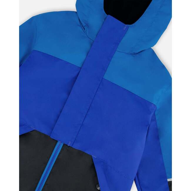 Two-Piece Mid-Season Outerwear Set, Royal Blue And Black - Raincoats - 4