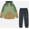 Two-Piece Mid-Season Outerwear Set, Pale Green, Sage, Tan, And Gray - Raincoats - 1 - thumbnail
