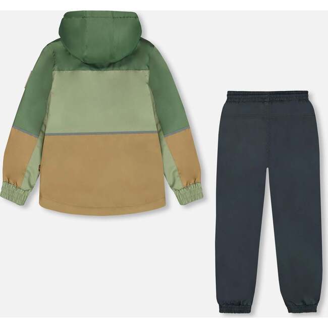 Two-Piece Mid-Season Outerwear Set, Pale Green, Sage, Tan, And Gray - Raincoats - 3