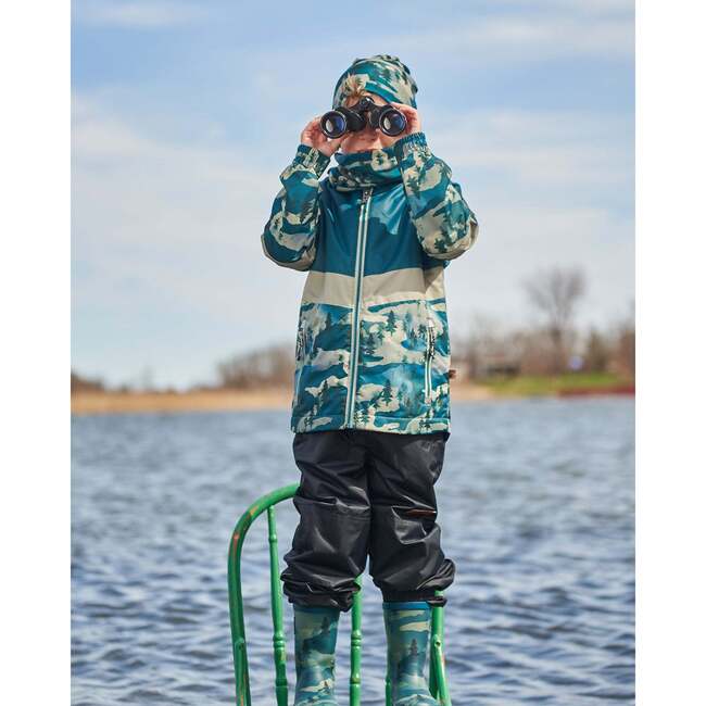 Two-Piece Mid-Season Outerwear Set, Forest Green With Black Pines - Raincoats - 2