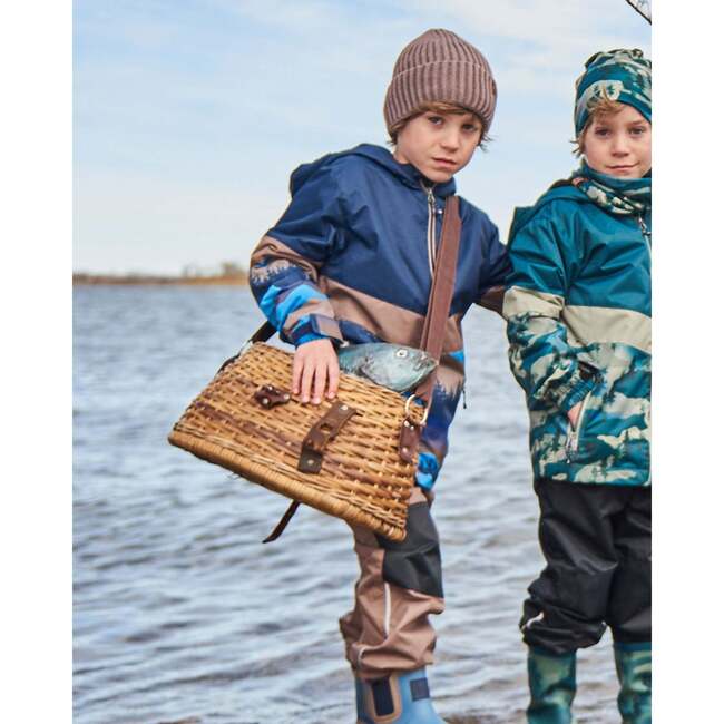 Two-Piece Mid-Season Outerwear Set, Navy Blue Mountains And Taupe - Raincoats - 2