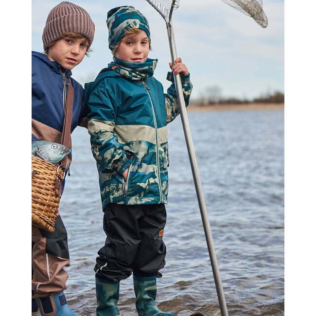 Two-Piece Mid-Season Outerwear Set, Forest Green With Black Pines - Raincoats - 3
