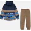 Two-Piece Mid-Season Outerwear Set, Navy Blue Mountains And Taupe - Raincoats - 4