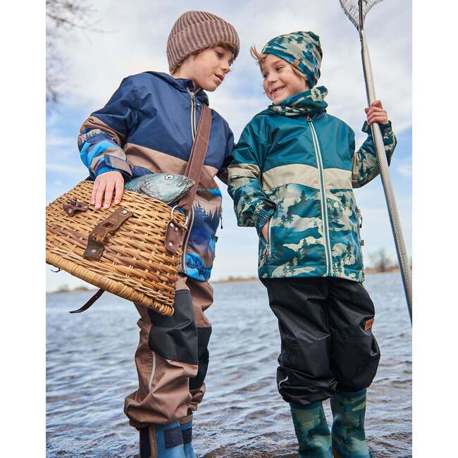 Two-Piece Mid-Season Outerwear Set, Forest Green With Black Pines - Raincoats - 4