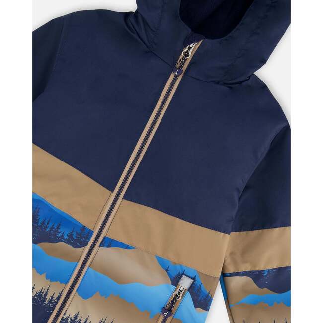 Two-Piece Mid-Season Outerwear Set, Navy Blue Mountains And Taupe - Raincoats - 5