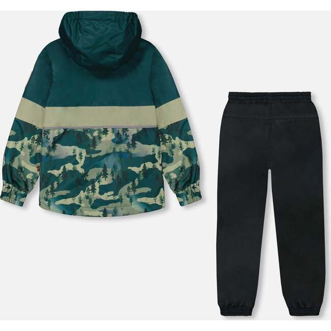 Two-Piece Mid-Season Outerwear Set, Forest Green With Black Pines - Raincoats - 6