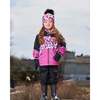 Two-Piece Mid-Season Outerwear Set, Black With Pink And Orange Flowers - Raincoats - 2
