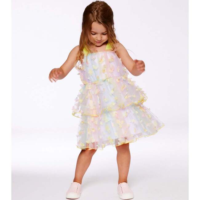 Tiered Mesh Dress, Multicolored With Butterflies - Dresses - 4