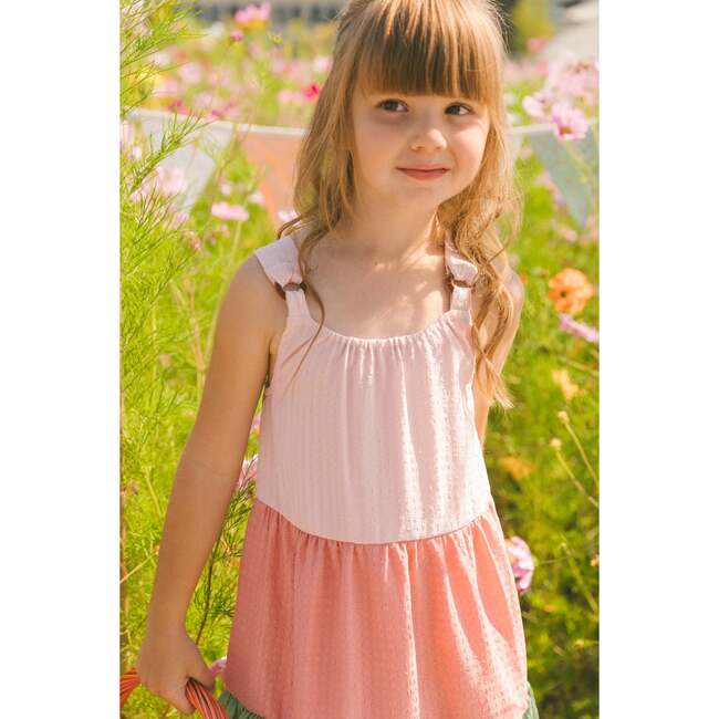 Tiered Peasant Dress, Peach Pink And Green - Dresses - 3