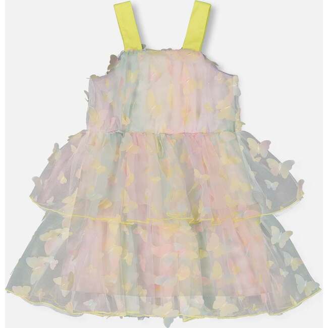 Tiered Mesh Dress, Multicolored With Butterflies - Dresses - 5