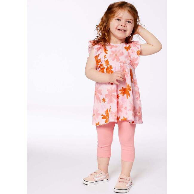 Tunic And Solid Leggings Set, Pink And Coral Flowers - Mixed Apparel Set - 5