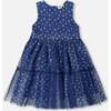 Tiered Dress, Bleu With Daisy Print - Dresses - 1 - thumbnail