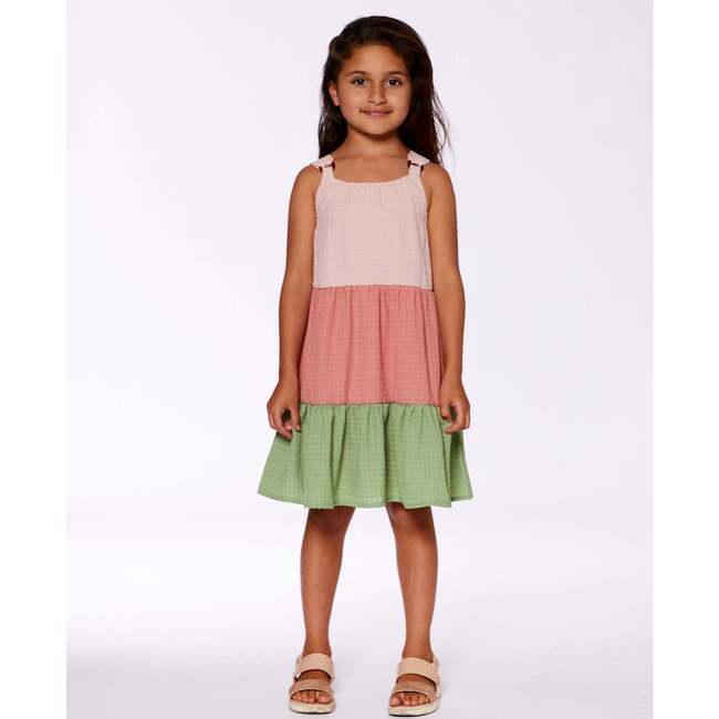 Tiered Peasant Dress, Peach Pink And Green - Dresses - 5