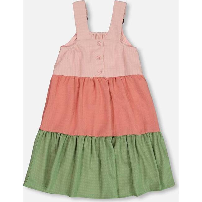 Tiered Peasant Dress, Peach Pink And Green - Dresses - 6