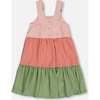 Tiered Peasant Dress, Peach Pink And Green - Dresses - 6