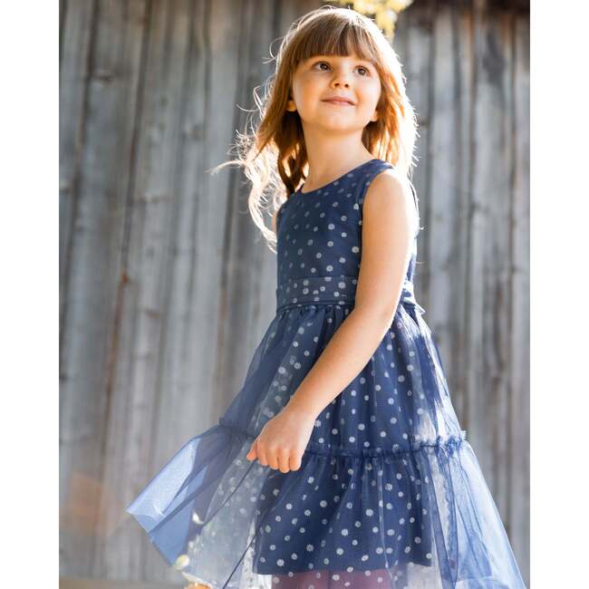 Tiered Dress, Bleu With Daisy Print - Dresses - 2