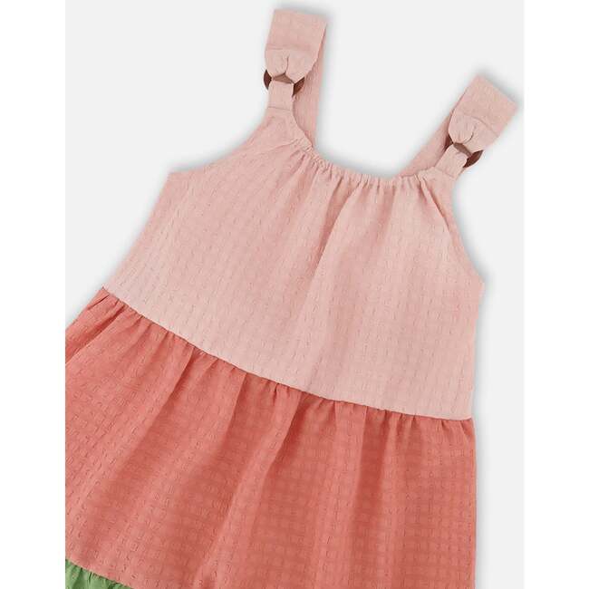 Tiered Peasant Dress, Peach Pink And Green - Dresses - 7