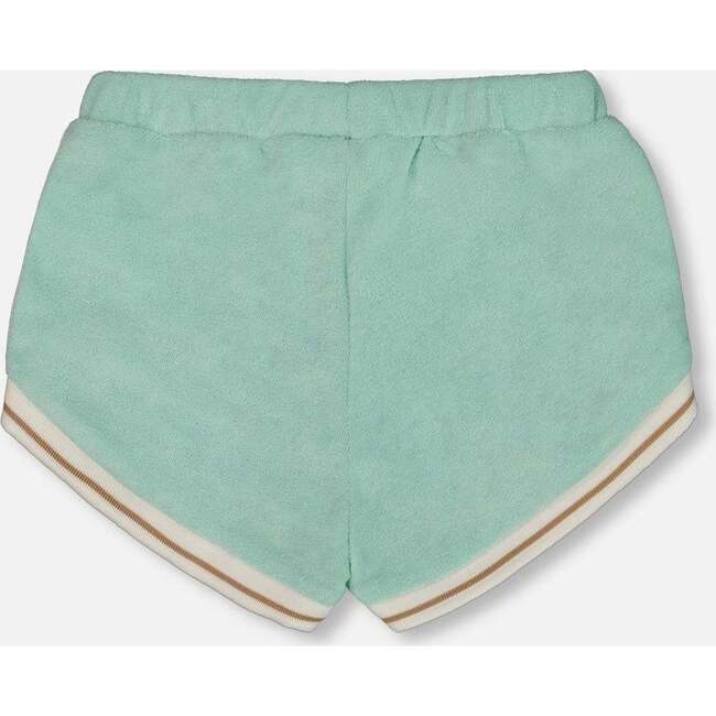 Terry Cloth Short, Turquoise And Beige - Shorts - 3