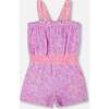 Terry Cloth Romper, Vibrant Mauve And White - Rompers - 1 - thumbnail