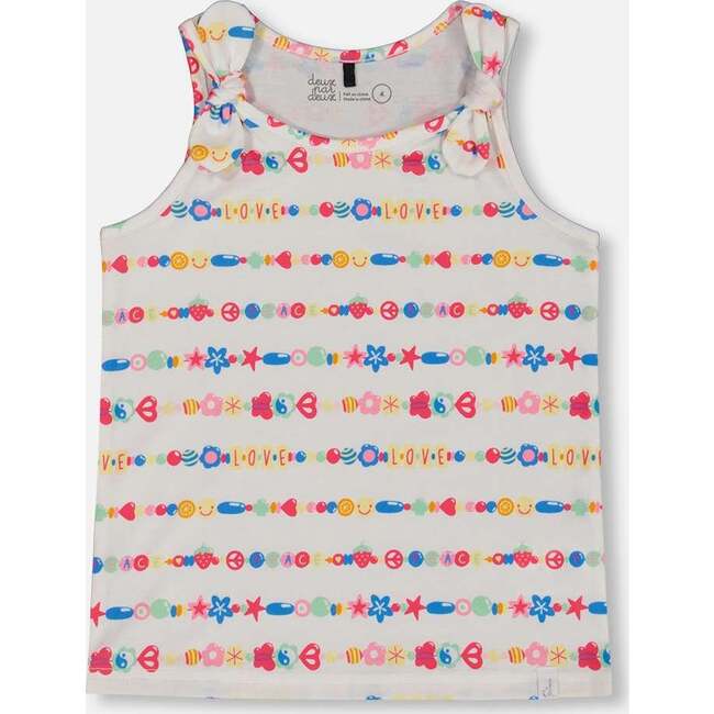 Tank Top With Knots, White And Multicolored Candies