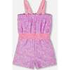 Terry Cloth Romper, Vibrant Mauve And White - Rompers - 3