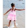 Terry Beach Dress, Vibrant Pink And White - Dresses - 3