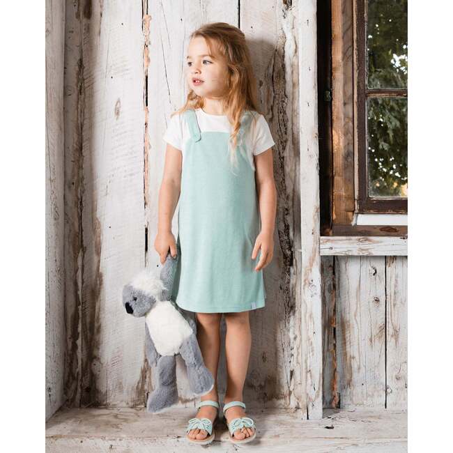 Terry Cloth Dress, Turquoise And Off-White - Dresses - 2