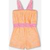 Terry Cloth Romper, Vibrant Orange, White, And Mauve - Rompers - 3