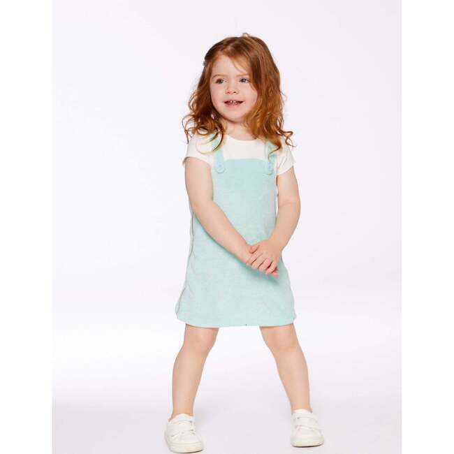 Terry Cloth Dress, Turquoise And Off-White - Dresses - 3