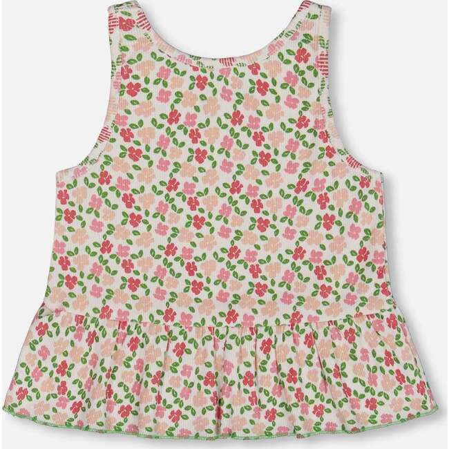 Tank Top With Flounce, Small Flowers On White Background - T-Shirts - 3