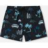 Swim Trunks, Light Blue Beach On Black - Swim Trunks - 1 - thumbnail