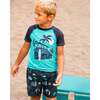Swim Trunks, Light Blue Beach On Black - Swim Trunks - 2