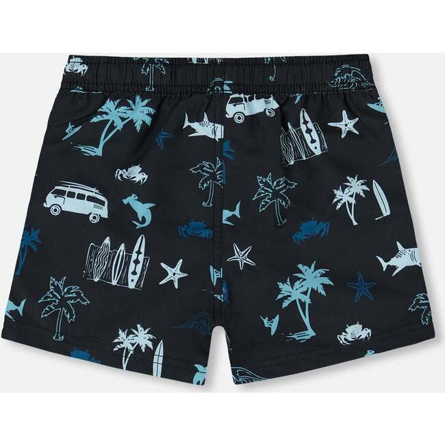 Swim Trunks, Light Blue Beach On Black - Swim Trunks - 4